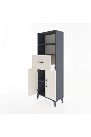 Arges Dolap 3 Raflı Tek Çekmeceli 2 Kapaklı 60x30x163 Antrasit-Aytaşı