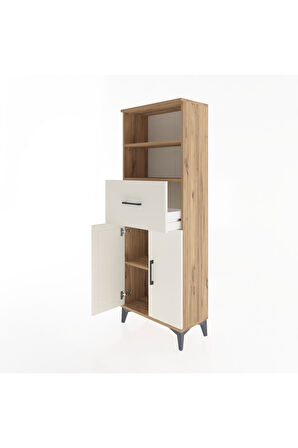 Arges Dolap 3 Raflı Tek Çekmeceli 2 Kapaklı 60x30x163 Çam-Aytaşı