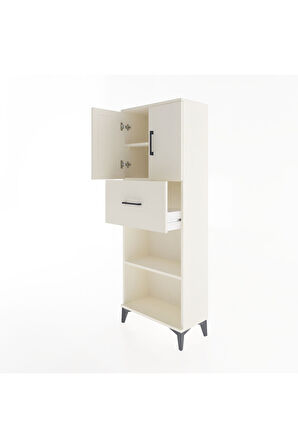 Arges Dolap 3 Raflı Tek Çekmeceli 2 Kapaklı 60x30x163 Aytaşı-Aytaşı