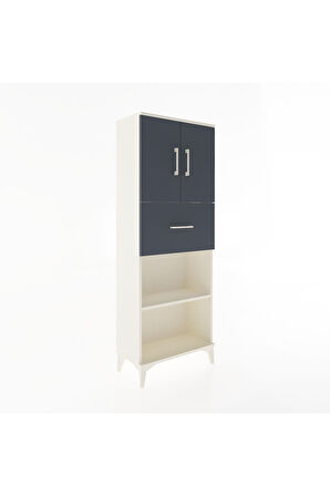 Arges Dolap 3 Raflı Tek Çekmeceli 2 Kapaklı 60x30x163 Aytaşı-Antrasit