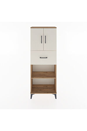Arges Dolap 3 Raflı Tek Çekmeceli 2 Kapaklı 60x30x163 Çam-Aytaşı