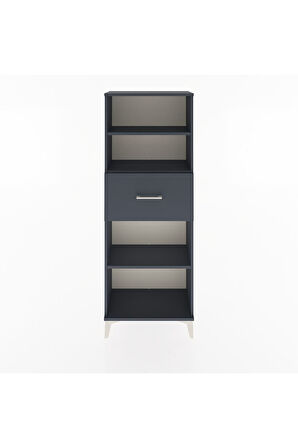 Arges Dolap 3 Raflı Tek Çekmeceli 60x30x163 Antrasit-Antrasit