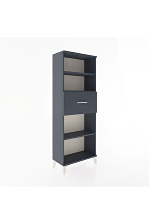 Arges Dolap 3 Raflı Tek Çekmeceli 60x30x163 Antrasit-Antrasit