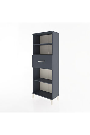 Arges Dolap 3 Raflı Tek Çekmeceli 60x30x163 Antrasit-Antrasit