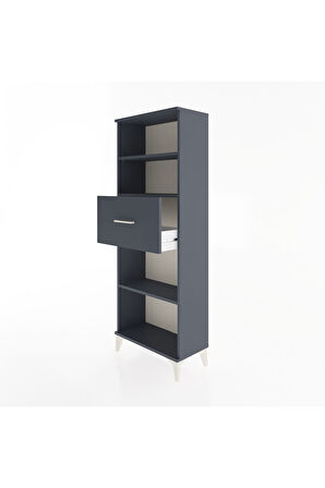 Arges Dolap 3 Raflı Tek Çekmeceli 60x30x163 Antrasit-Antrasit