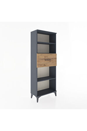 Arges Dolap 3 Raflı Tek Çekmeceli 60x30x163 Antrasit-Çam