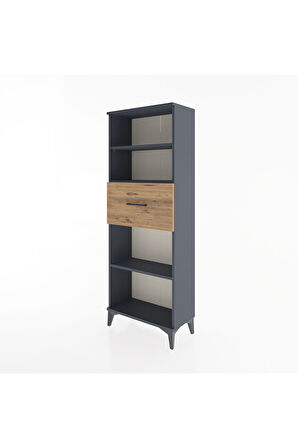 Arges Dolap 3 Raflı Tek Çekmeceli 60x30x163 Antrasit-Çam