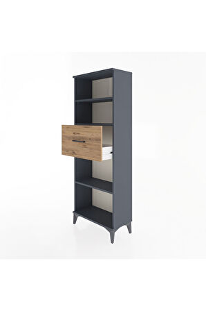 Arges Dolap 3 Raflı Tek Çekmeceli 60x30x163 Antrasit-Çam