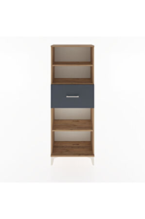 Arges Dolap 3 Raflı Tek Çekmeceli 60x30x163 Çam-Antrasit