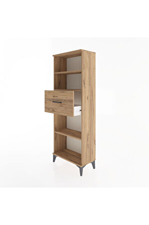 Arges Dolap 3 Raflı Tek Çekmeceli 60x30x163 Çam-Çam