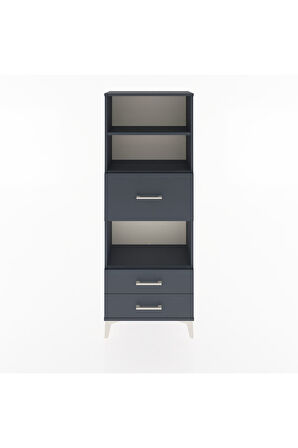 Arges Dolap 3 Raflı 3 Çekmeceli 60x30x163 Antrasit-Antrasit