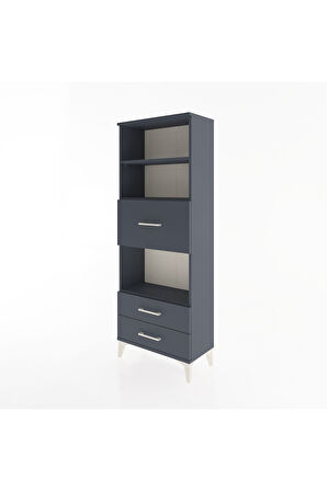 Arges Dolap 3 Raflı 3 Çekmeceli 60x30x163 Antrasit-Antrasit