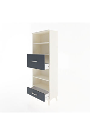 Arges Dolap 4 Raflı 2 Çekmeceli 60x30x163 Aytaşı-Antrasit