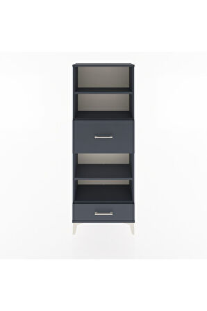 Arges Dolap 4 Raflı 2 Çekmeceli 60x30x163 Antrasit-Antrasit