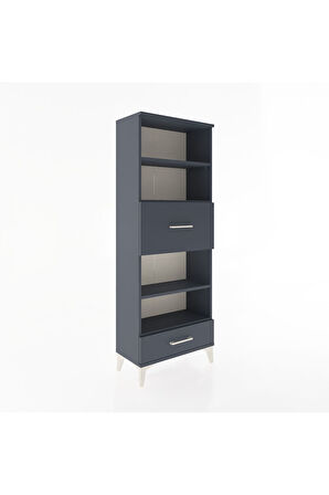 Arges Dolap 4 Raflı 2 Çekmeceli 60x30x163 Antrasit-Antrasit