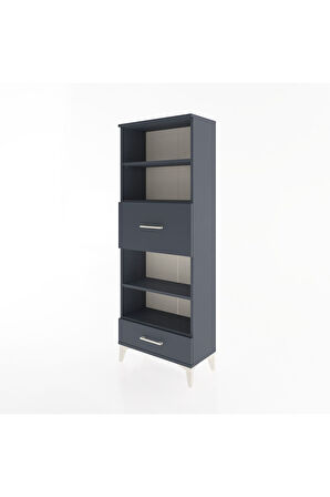 Arges Dolap 4 Raflı 2 Çekmeceli 60x30x163 Antrasit-Antrasit