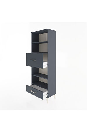 Arges Dolap 4 Raflı 2 Çekmeceli 60x30x163 Antrasit-Antrasit