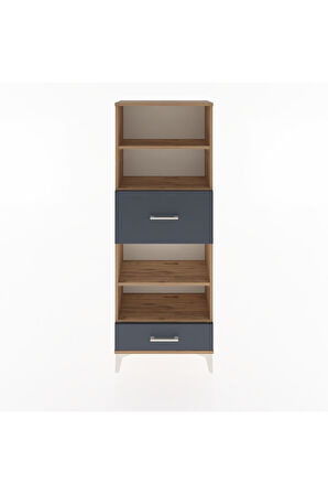 Arges Dolap 4 Raflı 2 Çekmeceli 60x30x163 Çam-Antrasit