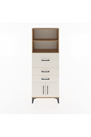 Arges Dolap 2 Raflı 3 Çekmeceli 2 Kapaklı 60x30x163 Çam-Aytaşı