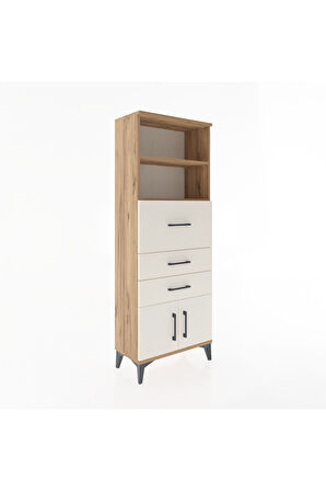 Arges Dolap 2 Raflı 3 Çekmeceli 2 Kapaklı 60x30x163 Çam-Aytaşı