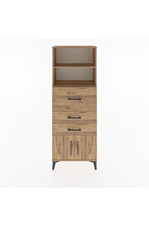 Arges Dolap 2 Raflı 3 Çekmeceli 2 Kapaklı 60x30x163 Çam-Çam