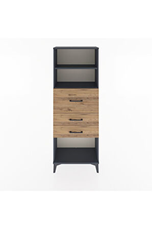 Arges Dolap 2 Raflı 3 Çekmeceli 60x30x163 Antrasit-Çam
