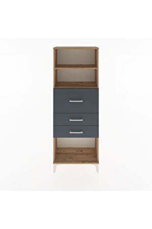 Arges Dolap 2 Raflı 3 Çekmeceli 60x30x163 Çam-Antrasit