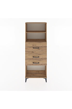 Arges Dolap 2 Raflı 3 Çekmeceli 60x30x163 Çam-Çam