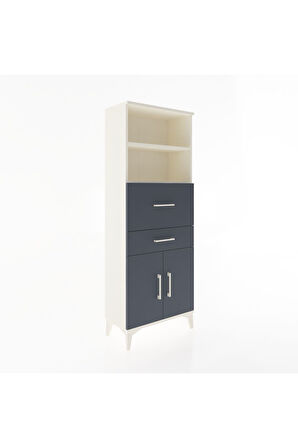 Arges Dolap 3 Raflı 2 Çekmeceli 2 Kapaklı 60x30x163 Aytaşı-Antrasit