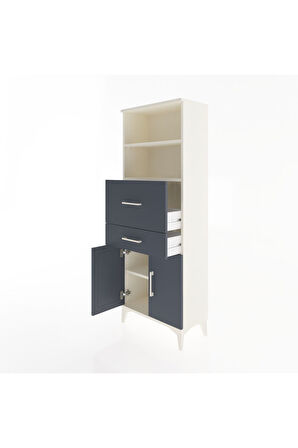 Arges Dolap 3 Raflı 2 Çekmeceli 2 Kapaklı 60x30x163 Aytaşı-Antrasit