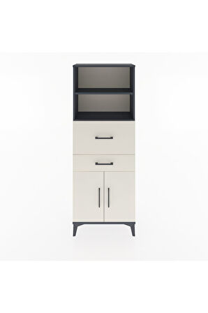 Arges Dolap 3 Raflı 2 Çekmeceli 2 Kapaklı 60x30x163 Antrasit-Aytaşı