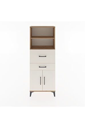Arges Dolap 3 Raflı 2 Çekmeceli 2 Kapaklı 60x30x163 Çam-Aytaşı