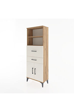 Arges Dolap 3 Raflı 2 Çekmeceli 2 Kapaklı 60x30x163 Çam-Aytaşı