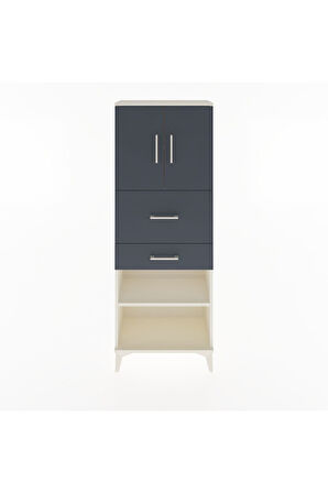 Arges Dolap 3 Raflı 2 Çekmeceli 2 Kapaklı 60x30x163 Aytaşı-Antrasit