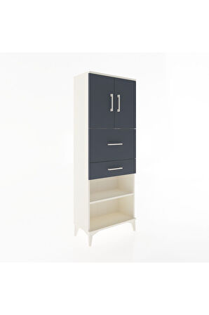 Arges Dolap 3 Raflı 2 Çekmeceli 2 Kapaklı 60x30x163 Aytaşı-Antrasit