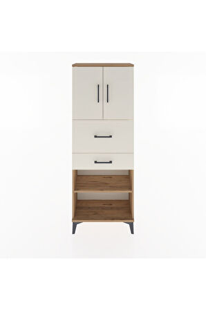Arges Dolap 3 Raflı 2 Çekmeceli 2 Kapaklı 60x30x163 Çam-Aytaşı