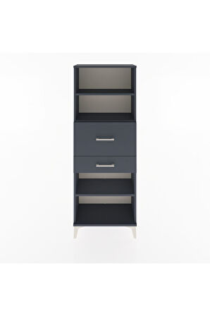 Arges Dolap 3 Raflı 2 Çekmeceli 60x30x163 Antrasit-Antrasit