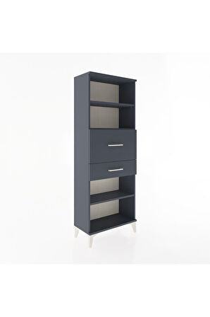 Arges Dolap 3 Raflı 2 Çekmeceli 60x30x163 Antrasit-Antrasit