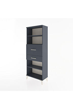 Arges Dolap 3 Raflı 2 Çekmeceli 60x30x163 Antrasit-Antrasit