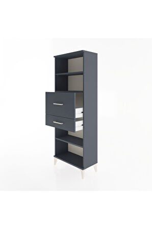 Arges Dolap 3 Raflı 2 Çekmeceli 60x30x163 Antrasit-Antrasit