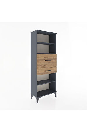 Arges Dolap 3 Raflı 2 Çekmeceli 60x30x163 Antrasit-Çam