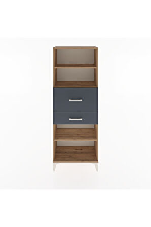 Arges Dolap 3 Raflı 2 Çekmeceli 60x30x163 Çam-Antrasit