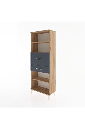 Arges Dolap 3 Raflı 2 Çekmeceli 60x30x163 Çam-Antrasit