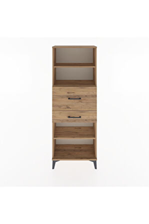 Arges Dolap 3 Raflı 2 Çekmeceli 60x30x163 Çam-Çam