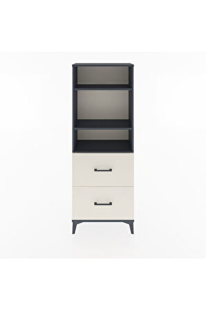 Arges Dolap 3 Raflı 2 Çekmeceli 60x30x163 Antrasit-Aytaşı
