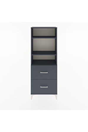 Arges Dolap 3 Raflı 2 Çekmeceli 60x30x163 Antrasit-Antrasit