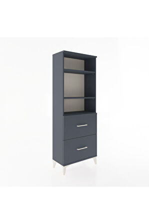 Arges Dolap 3 Raflı 2 Çekmeceli 60x30x163 Antrasit-Antrasit