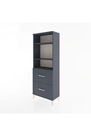 Arges Dolap 3 Raflı 2 Çekmeceli 60x30x163 Antrasit-Antrasit