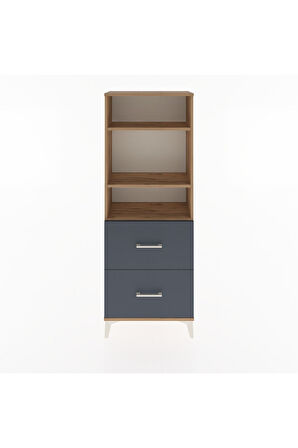 Arges Dolap 3 Raflı 2 Çekmeceli 60x30x163 Çam-Antrasit