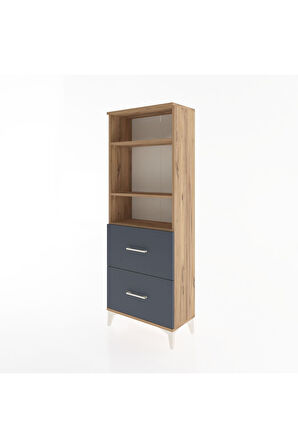 Arges Dolap 3 Raflı 2 Çekmeceli 60x30x163 Çam-Antrasit